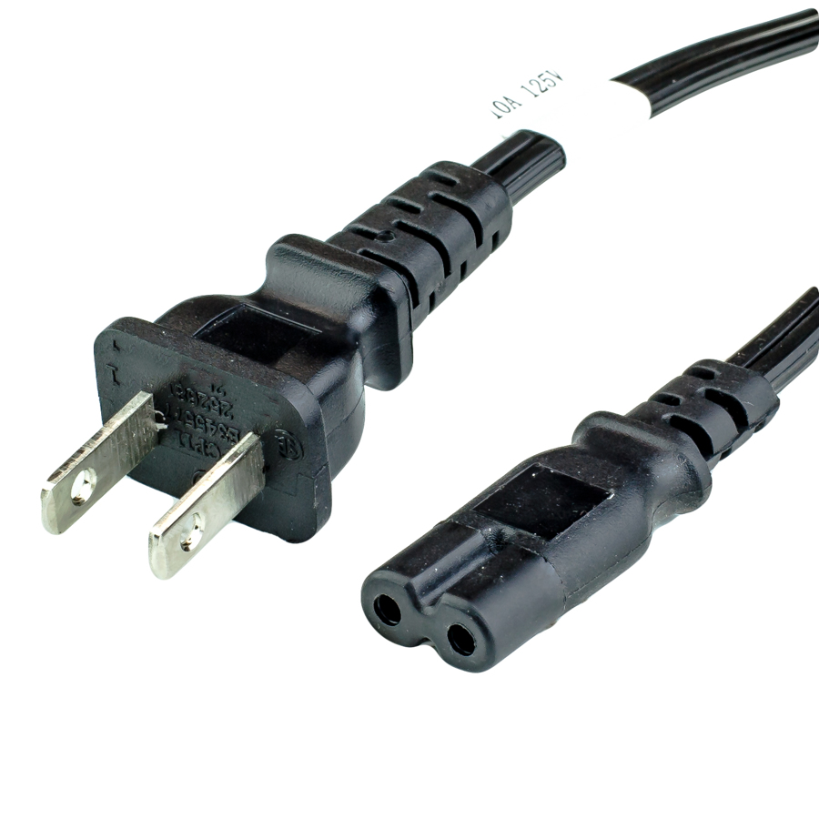 Buy 10A NEMA 1-15P to IEC 60320 C7 Power Cords - BLACK