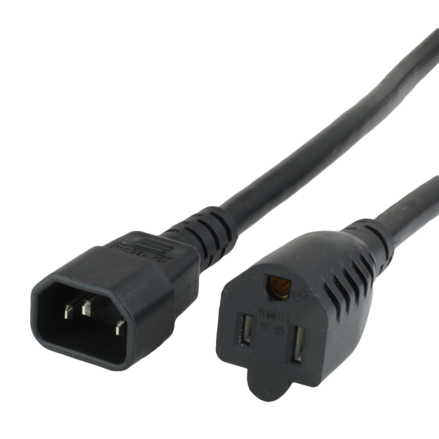 Buy 13A C14 to NEMA 5-15R Power Cords - BLACK