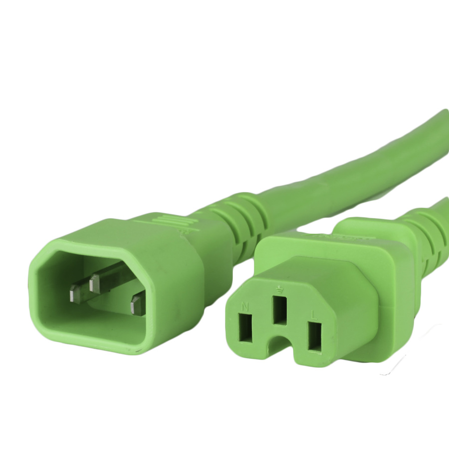 Buy 2FT C15 C14 15A 250V GREEN Power Cord