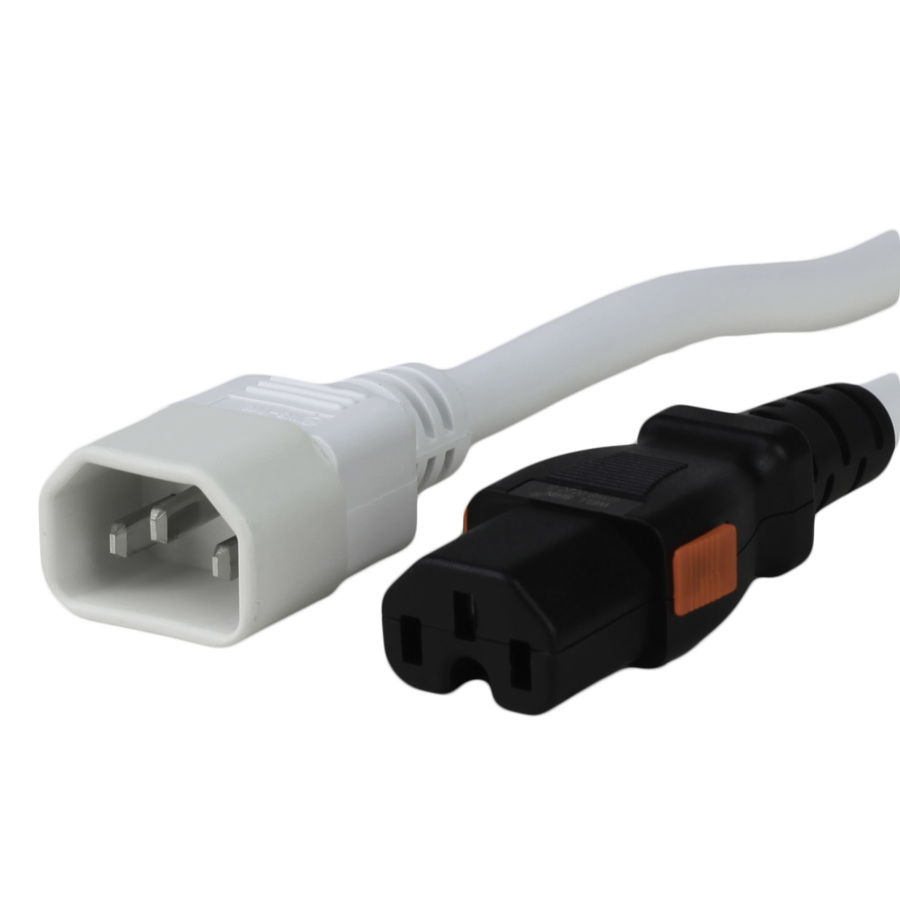 Buy 3FT ALock C15 C14 15A 250V WHITE Power Cord