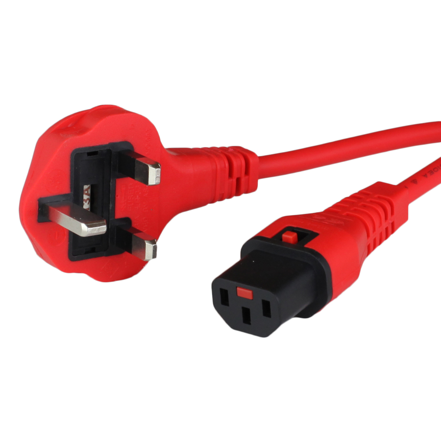 Buy 6ft Uk Bs1363 To C13 Locking 10a 250v H05vvf3g1mm Power Cord Red