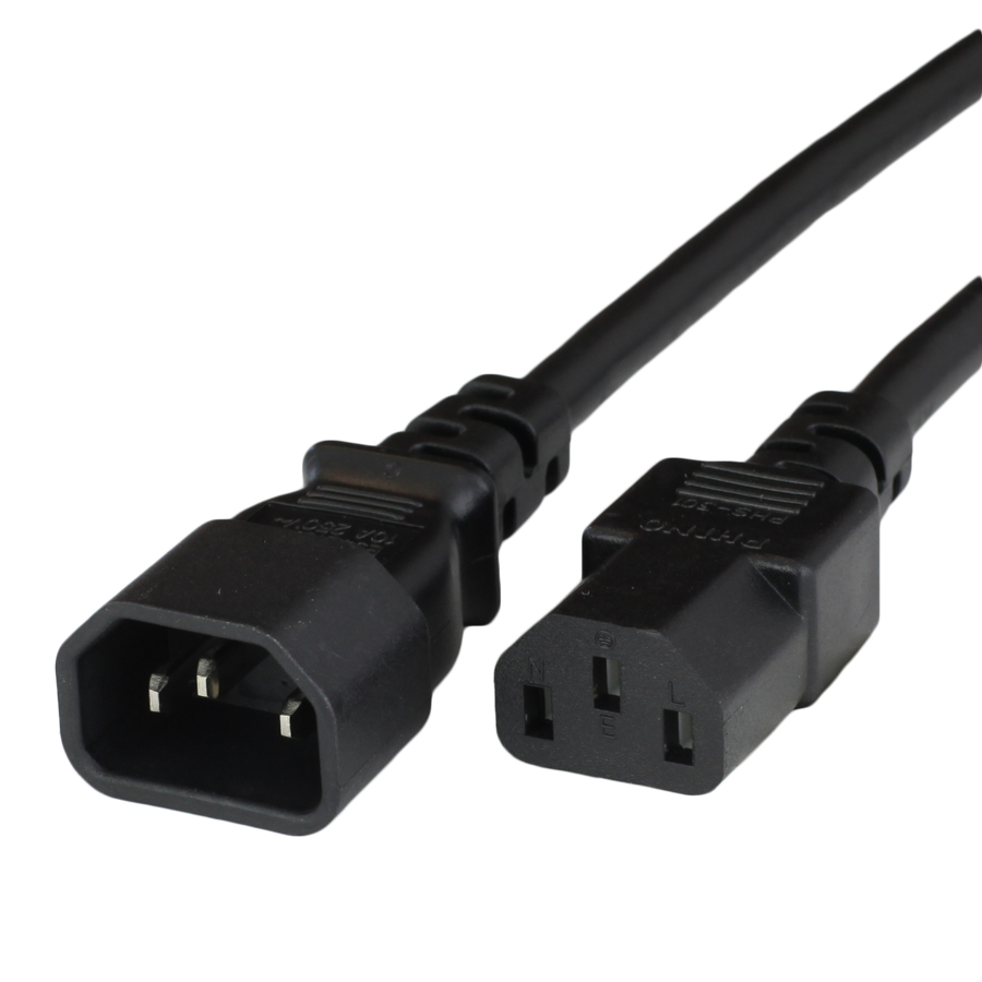 Buy 2m IEC60320 C14 to C13 10A 250V 18awg TAA Power Cord - BLACK