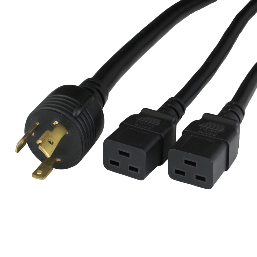 Buy NEMA L630P to 2x C19 SPLITTER Power Cords BLACK